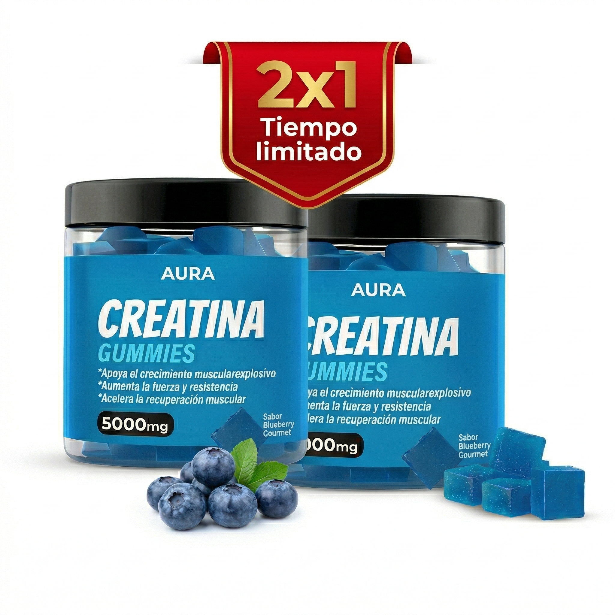 2X1 EXPLOSIÓN BLUEBERRY: 120 Gomitas Aura de Alto Rendimiento